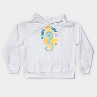 Safe our Surf quote with cute sea animal sea horse, starfish, coral and shell Kids Hoodie